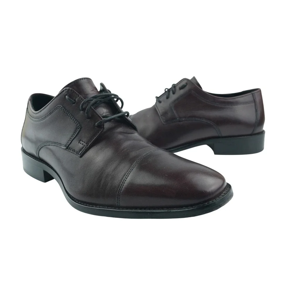 J. Murphy Johnston & Murphy Dress Shoes Mens 9.5M Burgundy Cap Toe Leather